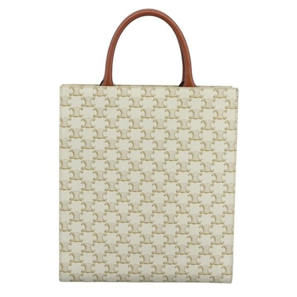 CELINE Triomphe Small Vertical Cabas Tote Bag PVC Leather 2way White - Picture 3 of 16